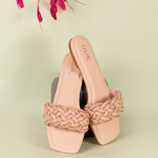 Pink Braided Flats