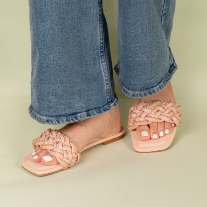 Pink Braided Flats