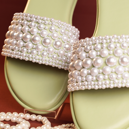 Pastel Green & Pearl Flats