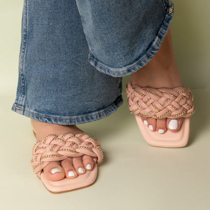 Pink Braided Flats