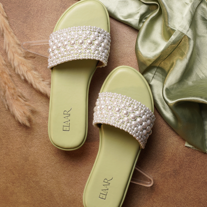 Pastel Green & Pearl Flats