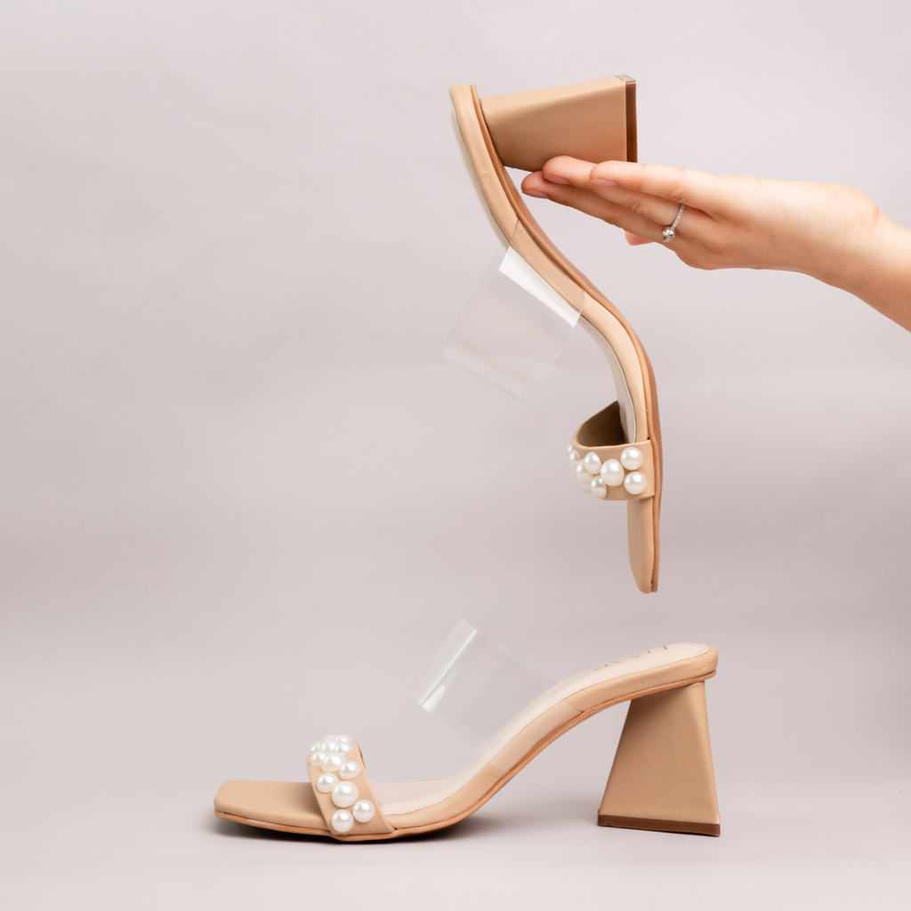 Pearl Accent Block Heels