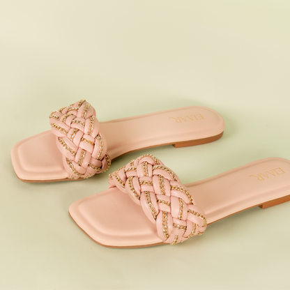 Pink Braided Flats