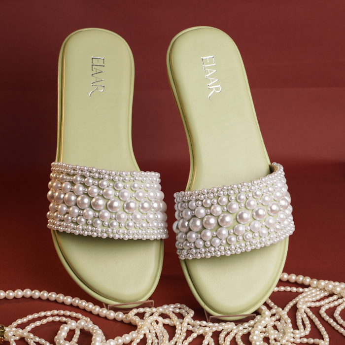 Pastel Green & Pearl Flats