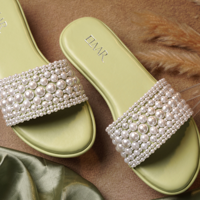 Pastel Green & Pearl Flats