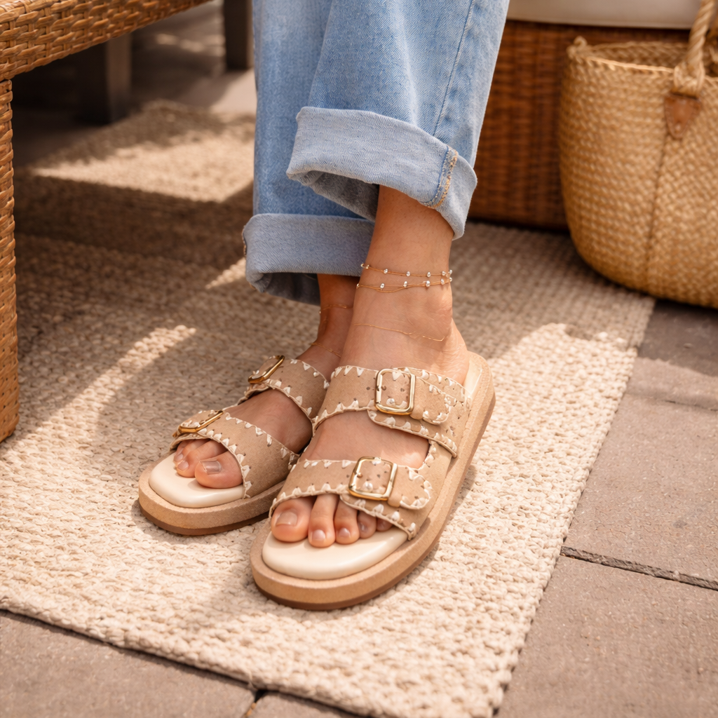 Suede Artisanal Slides