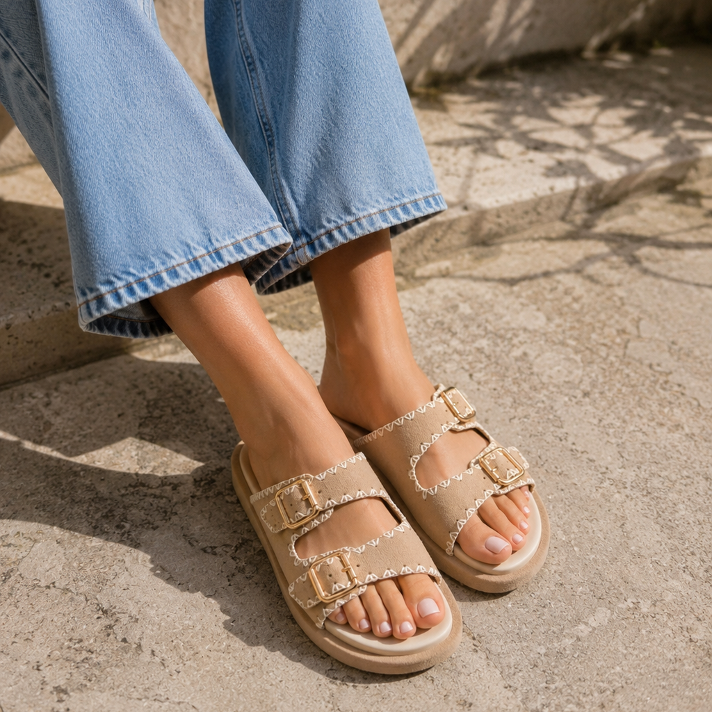 Suede Artisanal Slides