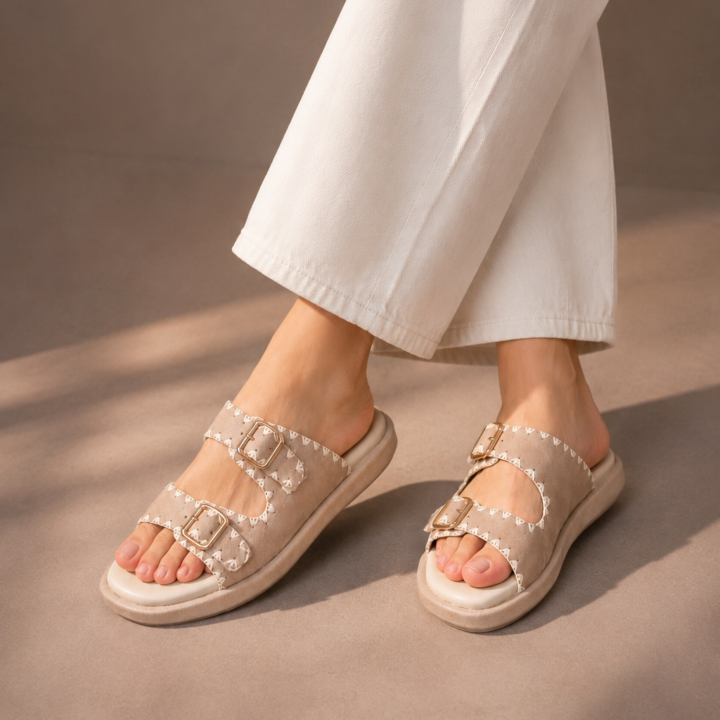 Suede Artisanal Slides