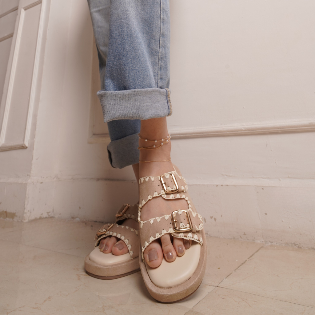 Suede Artisanal Slides