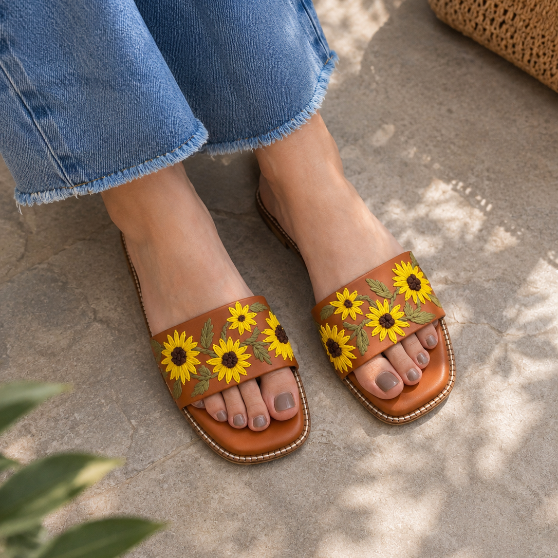 Cinnamon Tan Sunflower Flats