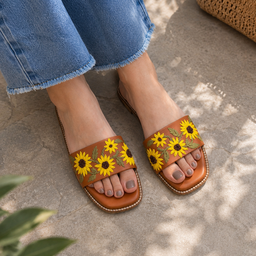 Cinnamon Tan Sunflower Flats
