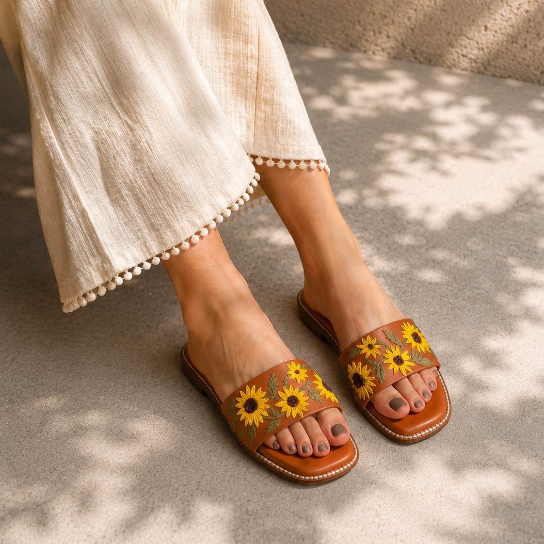 Cinnamon Tan Sunflower Flats